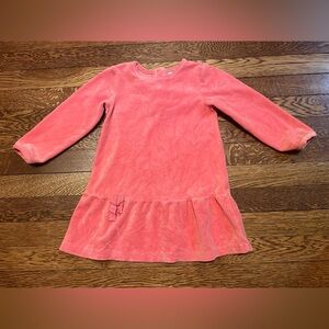 Hanna Andersson Pink Velour Long Sleeve Party Dress w Bow Size 90 cm or 3T